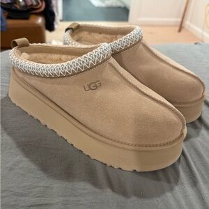 UGG Beige Platform Slip-Ons